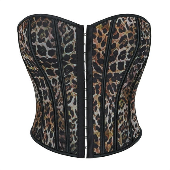 Yufatyle Leopard Corset Top for Women Lace Up Slim Fit Bustier Vest Body Shaper Trendy 2024 Party Clothes L