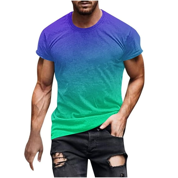 Nnhblu Mens Short Sleeve Shirts Casual Round Neck Men's T-Shirts Athletic Gym Active T Shirt Mens Hipster Hiphop Tees, Blue-XL
