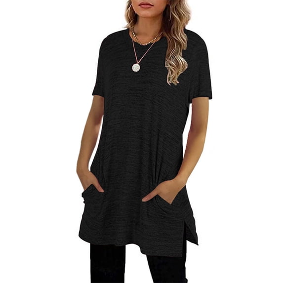 Nnhblu Womens Blouses and Tops Casual Summer Hot Birthday Gift Ladies Tops and Blouses Round Neck T-shirts Loose Comfortable Female Blouses Black