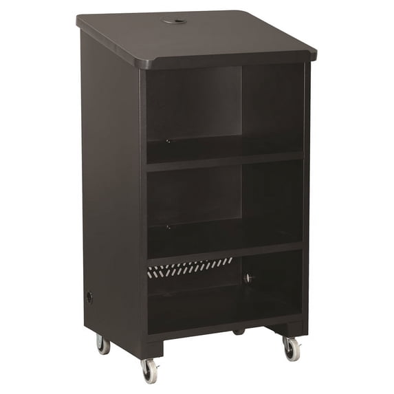 Datum Storage Solutions Contemporary Steel Metal Mobile Podium in Black