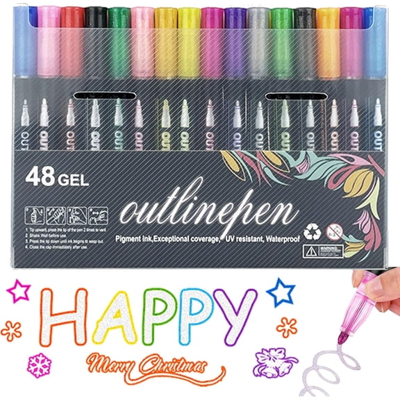 Datumdeem Outliner Pen, Datumdeem Coloring Lightstick, Datum Deem Coloring Lightstick Graffiti Pen, Double Line Lightstick Graffiti Pen for Drawing, Cards & Crafts