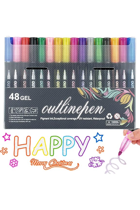Datumdeem Outliner Pen, Datumdeem Coloring Lightstick, Datum Deem Coloring Lightstick Graffiti Pen, Double Line Lightstick Graffiti Pen for Drawing, Cards & Crafts