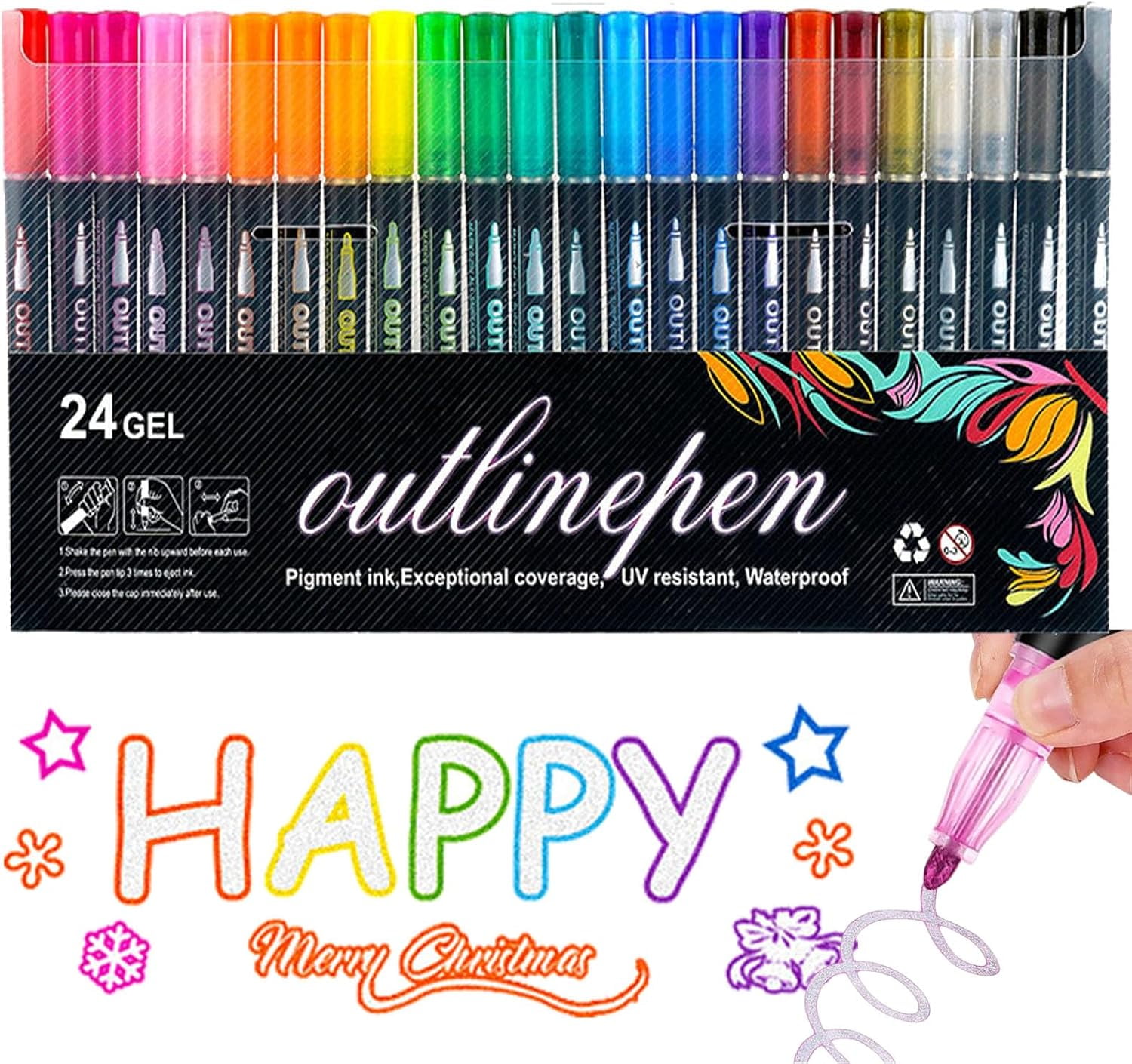 Datumdeem Outliner Pen, Datumdeem Coloring Lightstick, Datum Deem Coloring Lightstick Graffiti Pen, Double Line Lightstick Graffiti Pen for Drawing, Cards & Crafts
