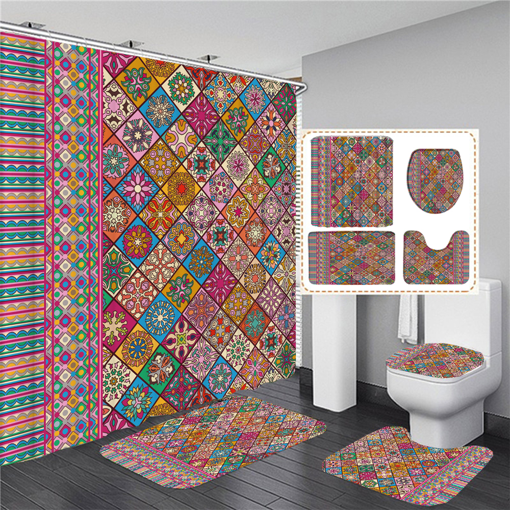 Set De 3 Tapis De Bain - Tapis Toilette, Contour WC Et Couvercle - Polyester Doux, Anti-dérapant, Couleur Marron