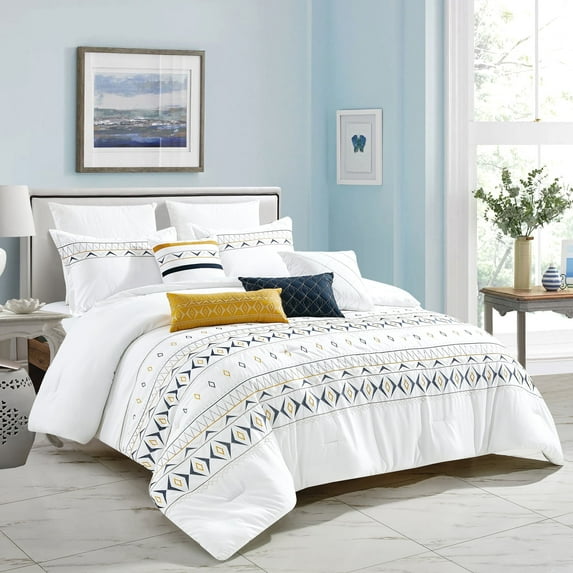 Datya Embroidered Comforter Set - 7PC - Luxurious Stitched Design
