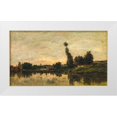 thumbnail image 1 of Daubigny, Charles Francois 32x20 White Modern Wood Framed Museum Art Print Titled - Sunset on the River Oise, 1 of 4