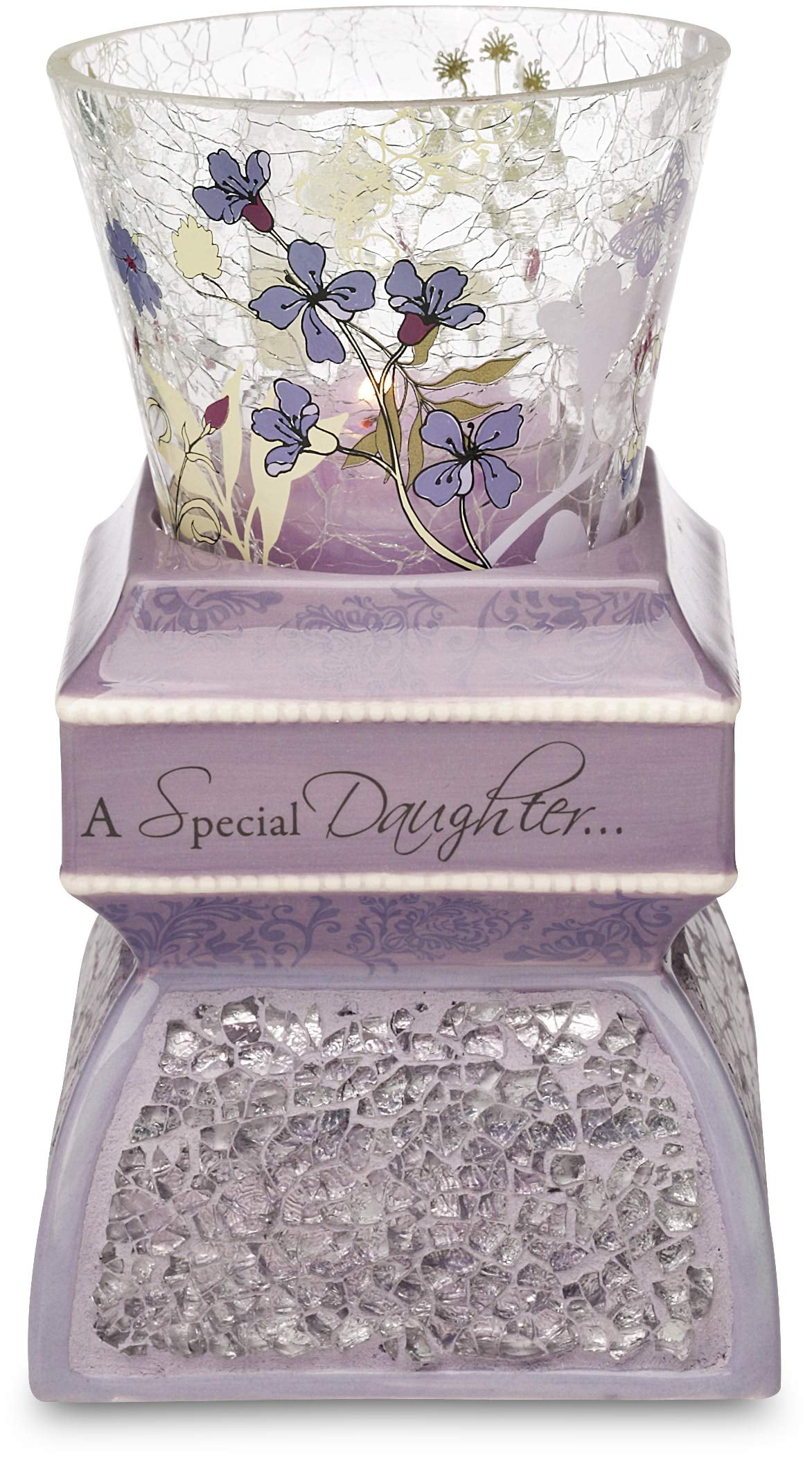 Lavender Glass and Ceramic Special Daughter Tealight Holder