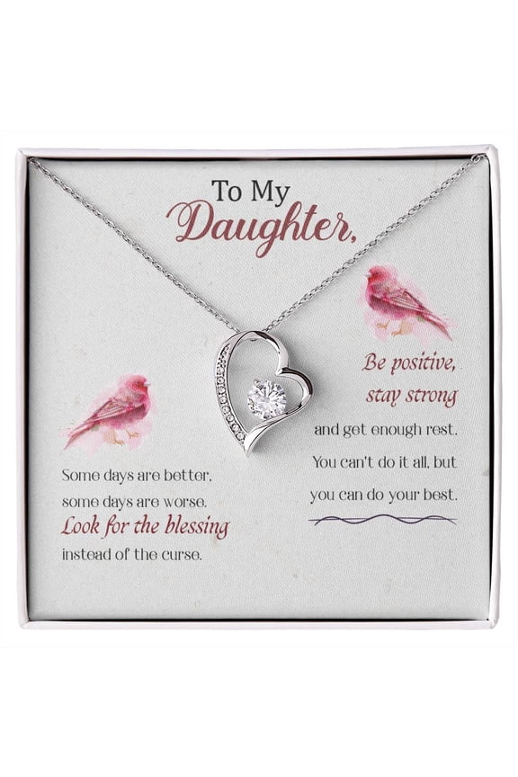 To My Daughter Always Remember That Daddy Loves You - Daughter Gift Necklace, Daughter Birthday Gift, Christmas Gift For Daughter - Forever Love Necklace - White Gold or Yellow Gold - Gift Box