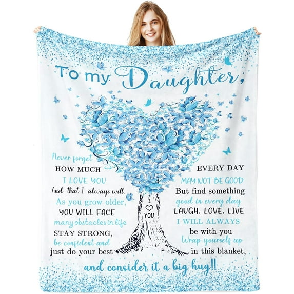 Daughter Birthday Gift, Daughter Gifts, Birthday Gifts for Daughter Blanket 50"x 60", Daughter Gifts Ideas from Mom Dad, to My Daughter Blanket, Best Daughter Graduation Wedding Gifts