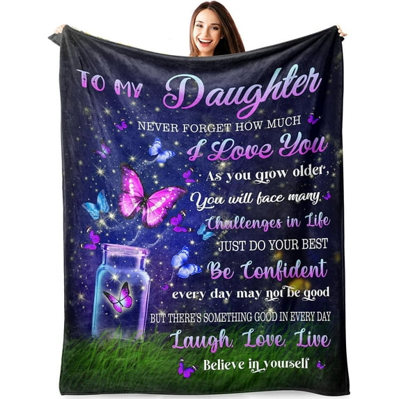 Daughter Birthday Gift, Daughter Gifts Blanket, Birthday Gifts for Daughter, Daughter Gifts from Mom, Gifts for Adult Daughter, Gifts for Grown Daughter Graduation Christmas Throw Blanket 60"*50"