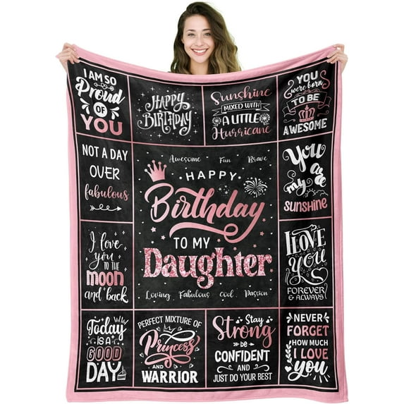 Daughter Birthday Gifts, Birthday Gifts Blankets for Daughter, Happy Birthday Gifts for Daughter Adult from Mom, Unique Daughter Birthday Gifts Ideas Throw Blanket 60x50 Inches