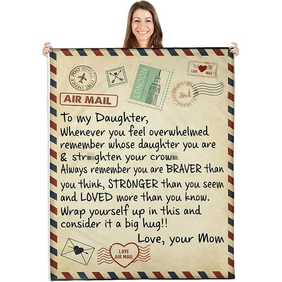to My Daughter Blanket,Birthday Gifts for Daughter Adult,Daughter Birthday Gifts Ideas,Airmail Daughter Gift from Mom,Presents for Mother''s Day, Christmas,Valentine''s Day (50x60)