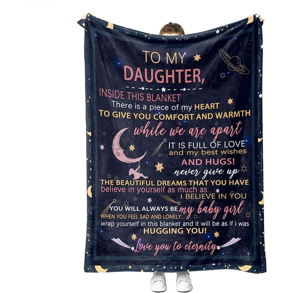 to My Daughter Blanket from Dad Mom, Warm Letter Throw Blanket for Daughter, Birthday Gifts for Daughter from Mom Dad, Valentine's Gifts for Daughter (Night Letter, 40 x 50inches)
