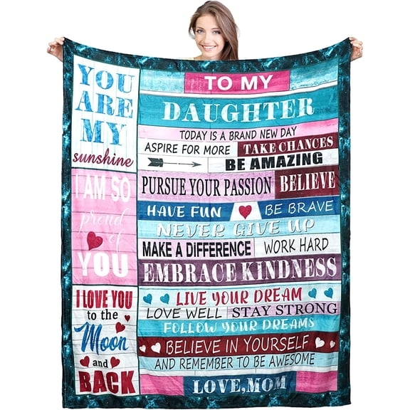 To My Daughter Blanket from Mom & Dad, Gifts for Daughter from Mother & Father, Ultra-Soft Flannel Fleece Light Weight Blankets Throw for All Season in Home Bed Sofa Chairs(50×60inch,Daughter Gift)