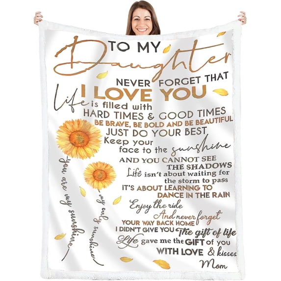 to My Daughter Blanket from Mom,Daughter Birthday Gifts Ideas,Birthday Gifts for Daughter Adult,Daughter Gift from Mom,Daughter Gifts for Christmas,Sherpa Fleece Blanket 50"X60"