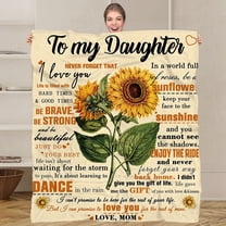to My Daughter Blanket from Mom Daughter Gifts Sunflower Letter Printed Throw Fleece Blankets Birthday Gifts for Daughter Birthday, Super Soft Flannel Throw Blankets