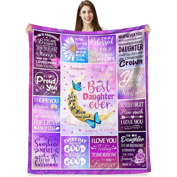 to My Daughter Blanket from Mom, Gifts for Daughter Mothers Day, Best Birthday Gifts for Daughter from Mother Father, Daughter Graduation Idea Gifts Flannel Throw Blanket 50"x 60"
