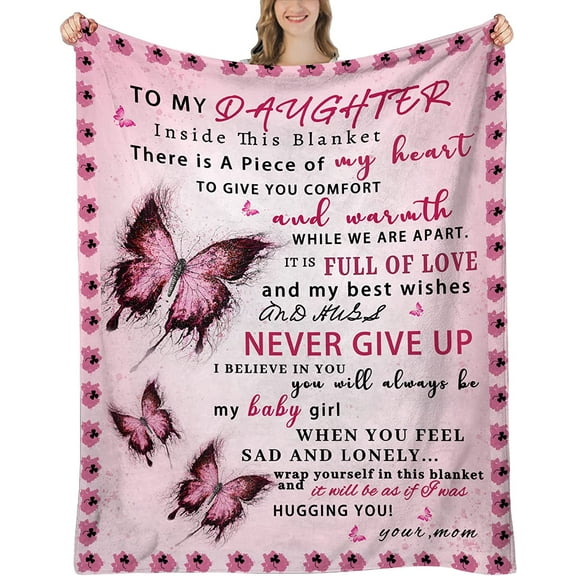 Daughter Blanket from Mom, Daughter Gifts for Birthday, Gifts for Daughter Graduation Blanket, Mother to Daughter Throw Blanket 60"x50"