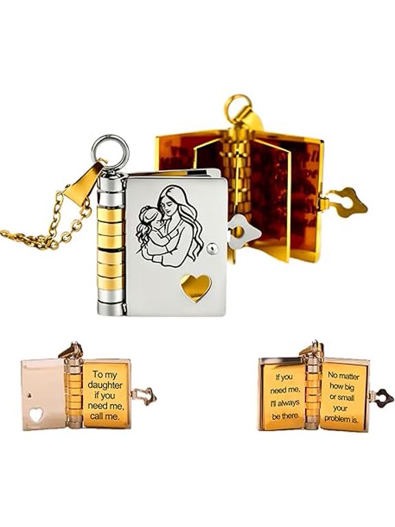 My Daughter Book Necklace, My Incredible Daughter Book Necklace, Openable Multi Layer Books Necklaces with 6 Pages of Engraved Information, Personalized DaughterPendant Gifts from Mom
