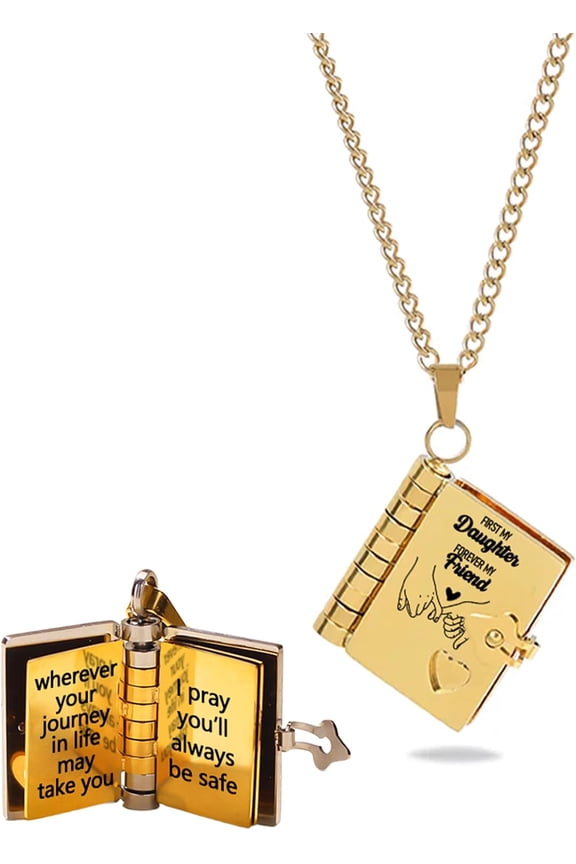 To My Daughter Book Necklace from Mom – Inspirational Flip Book Locket with Heartfelt Messages, Personalized Daughter Gift for Christmas, Birthday, Encouragement & Everyday Love