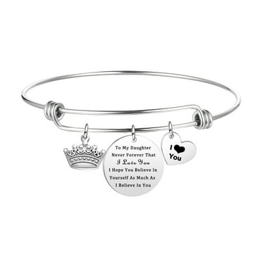 Daughter Bracelet Bangle for Women Girls Daughter Gifts from Mom Dad Daily Positive Affirmation Gifts for Daughter Adjustable Jewelry