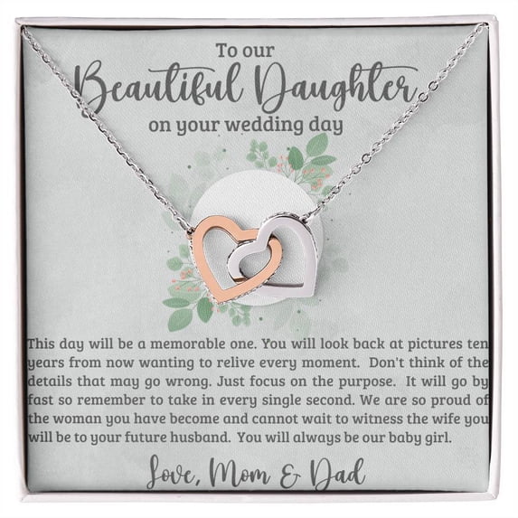 To My Daughter For Bride On Wedding Day Joined Hearts Necklace, A Meaningful Necklace Perfect For Anniversaries, Birthdays, Valentine V8536, Multi Interlocking Heart Necklace