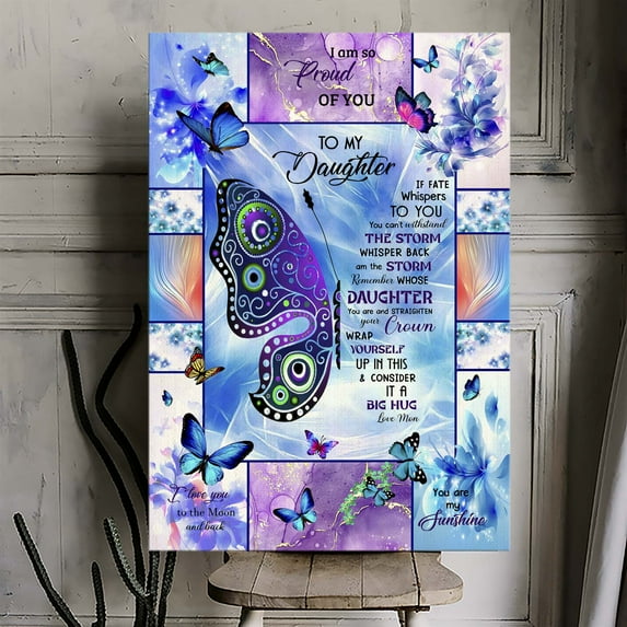 To My Daughter Canvas Wall Art – I Am So Proud of You – Inspirational Gift from Mom or Dad – Birthday, Graduation, or Christmas – Ready to Hang – Bedroom or Dorm Room Décor