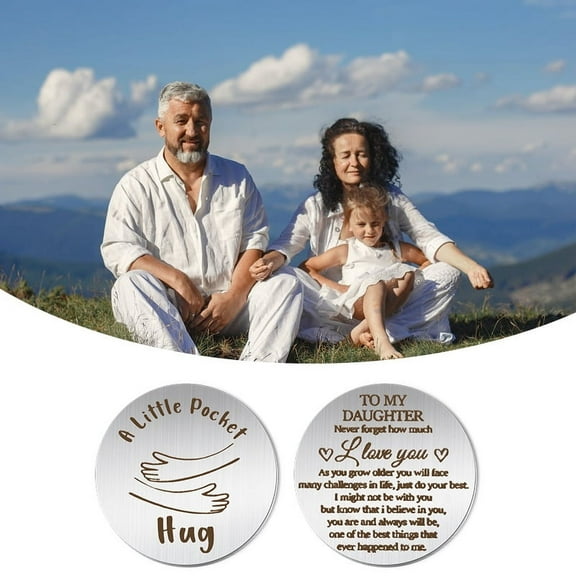 Daughter Christmas Birthday Gifts from Dad Mom, Daughter Pocket Hug Token Keychain for Daughter In Law Inspirational Motivational Gifts for Daughter Long Distance Relationship Gift for Women Girls