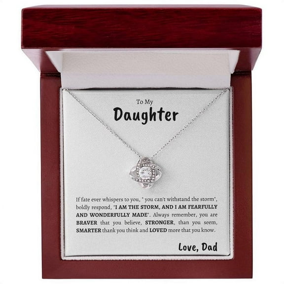 Daughter | Dad | Pslm 139:14 The Storm Love Knot Necklace Luxury Box