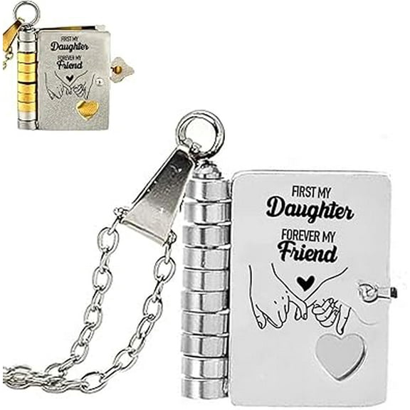 For Daughter - First My Daughter Forever My Friend Book Necklace, daughter Openable Chapter Book Necklace from Mom, my Incredible Little Star book necklace
