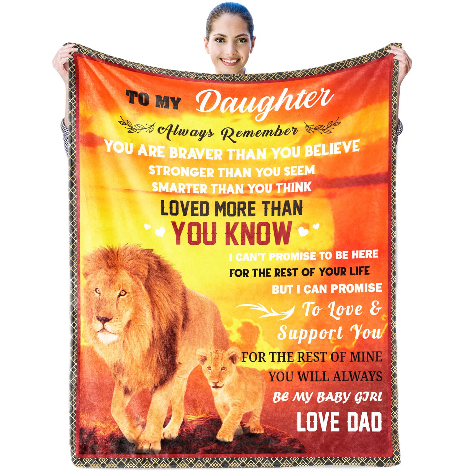 Couverture Personnalisée "To My Daughter" - Plusieurs Tailles (76x100cm à 150x200cm) - Cadeau Père/fille