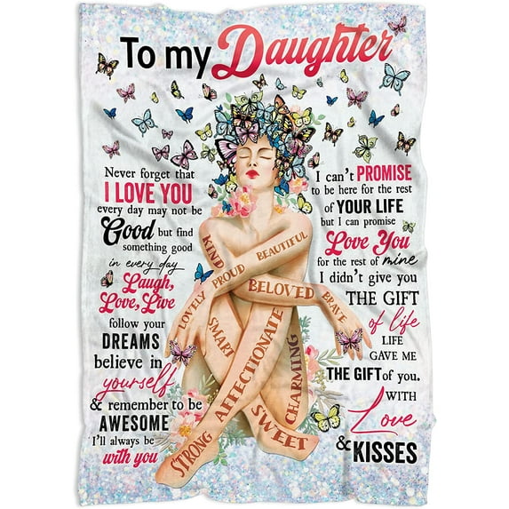 Daughter Gift from Dad Mom, to My Daughter Fleece Blanket, Gift for Granddaughter Girl Kid, Birthday Gift Graduation Keepsake, A Letter from Mother to Daughter Gift for Birthday Christmas