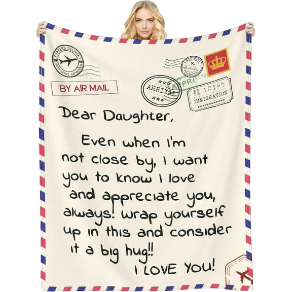 Daughter Gift, Dear Daughter Blanket for Birthday, Daughter Gifts Ideas from Mom Dad,Throw Blankets Anniversary Super Soft Flannel Throw Blankets for Christmas Valentines Day for Bed Couch