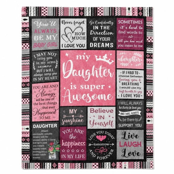 Daughter Sentimental from Mom or Dad Fleece Throw Blanket, Soft 280 Gsm Polyester, Sentimental Gift for Daughter