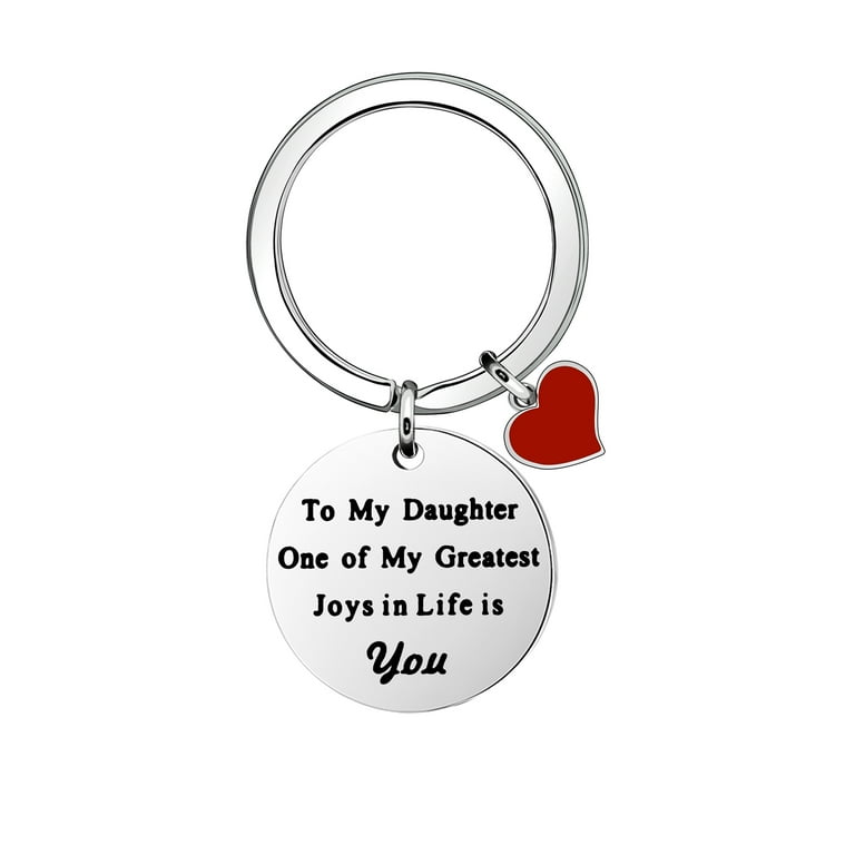 Daughter Gift From Mom Dad,Memorable Silver Heart Pendant Keychain