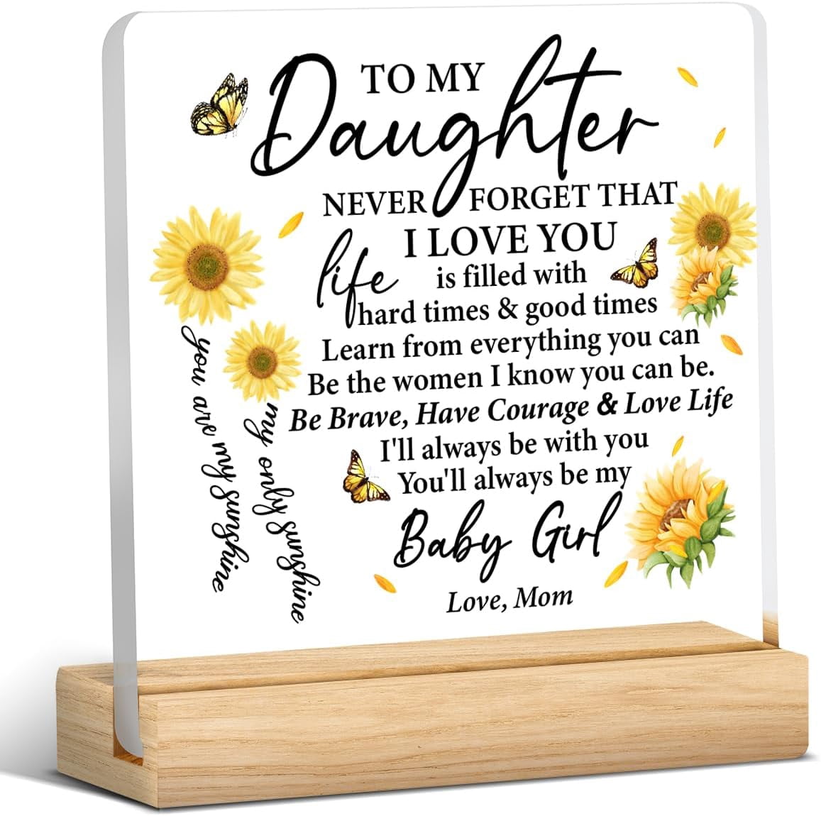 Daughter Sign Daughter Gift From Mom Mother, Meaningful Gift for Daughter, to My ...