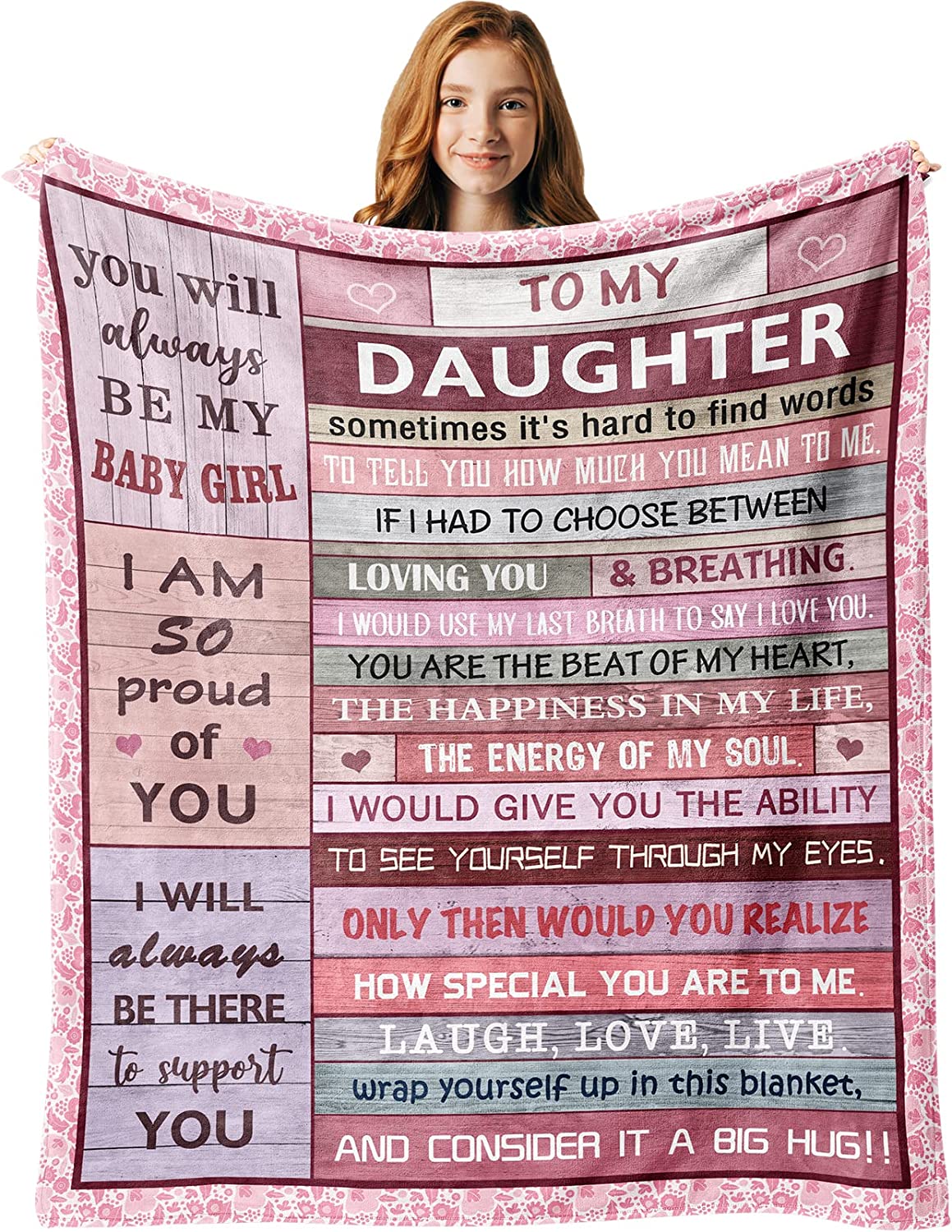 Daughter Gift from Mom Blanket 60x50in, Gifts for Daughter from Mothers Father, Birthday Gifts