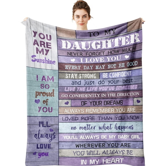Daughter Gift from Mom Blanket - Daughter Gifts from Dad 60"x 50" - Gifts for Daughters - Daughter Gift from Mother Father - Gifts for Grown Daughter - Dauhter Birthday Graduation Gift Ideas