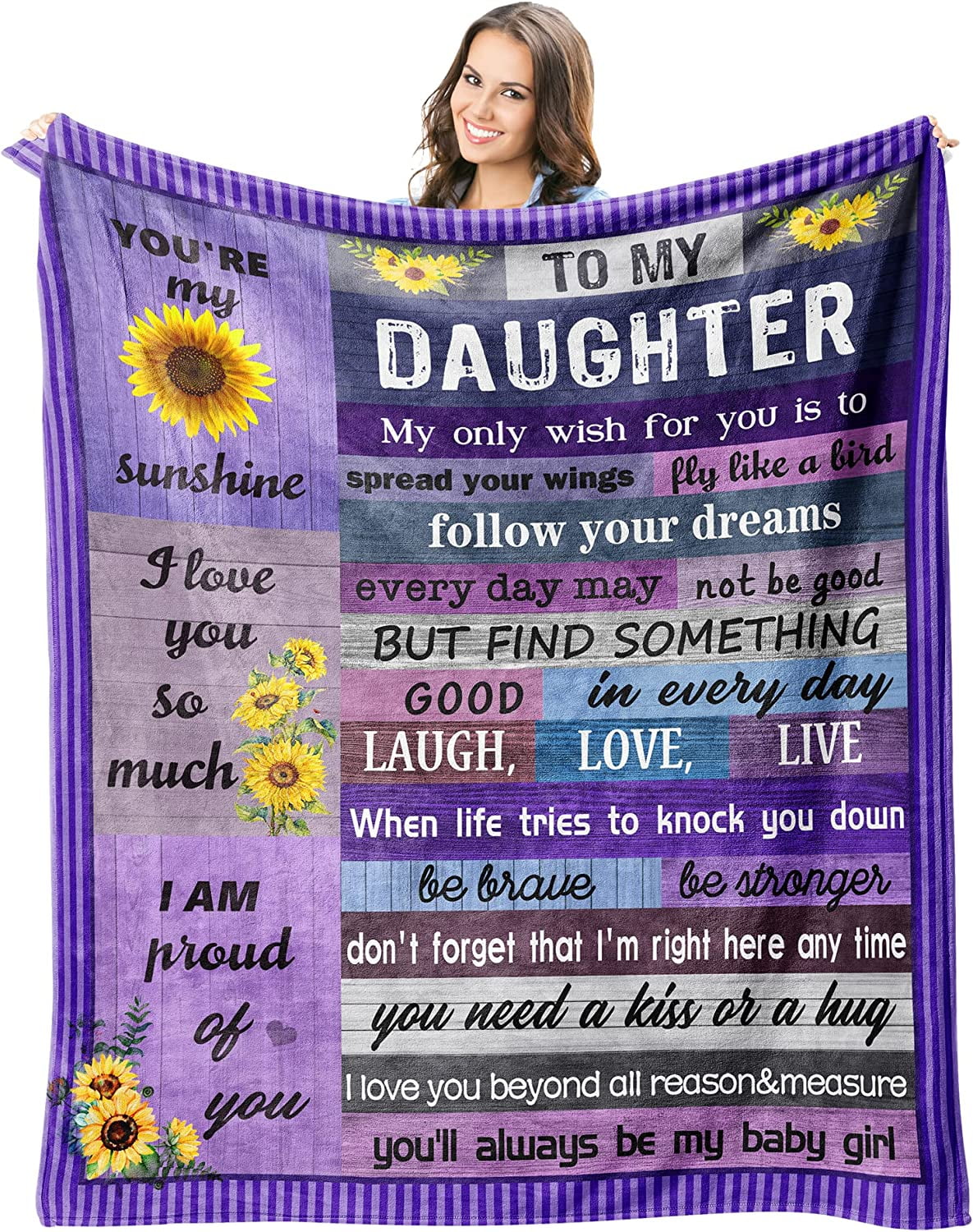 Daughter Gift from Mom Blankets 60"X50" - Birthday Gifts for Daughter Adult - Mothers Day Blanket Gifts for Daughter - Graduation Gifts for Daughter - Daughter Valentines Day Birthday Gifts Ideas