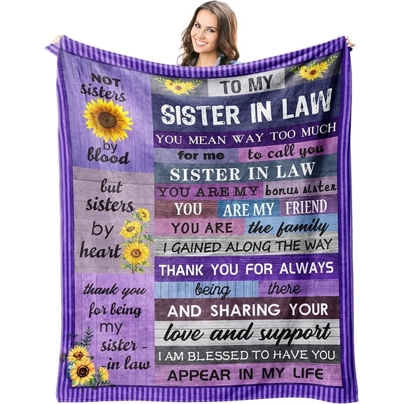 Sister in Law Birthday Gifts Throw Blanket 60inx50in - Sister in Law Gifts for Women - Gifts for Sister in Law - Mothers Day Birthday Gifts for Sister in Law - Bonus Sister Gifts - Blankets for Sofa