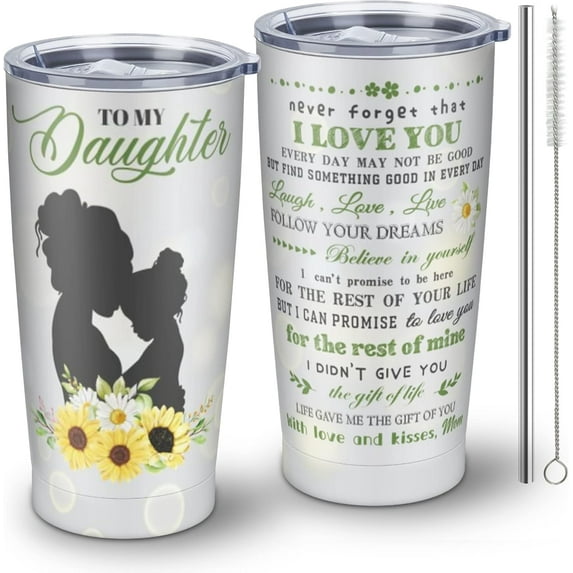 Daughter Gift from Mom, Christmas Daughter Gifts Tumbler, Xmas Gifts for Daughter from Mom, Birthday Gifts for Daughter, to My Daughter Tumbler With Lid and Straw 20oz 1pc