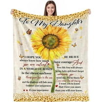 Daughter Gift from Mom Dad, to My Daughter Sunflower Blanket, Daughter Birthday Gift, Gifts for Grown Daughter Gifts for Graduation Christmas Valentines Mothers Day Throw Blanket 50x60
