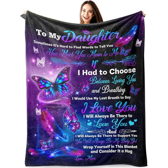 Daughter Gift from Mom, Daughter Blanket from Mom, Birthday Gifts for Daughter, Gifts for Grown Daughter, Birthday Graduation Ideas to Daughter Throw Blanket 60"x 50"