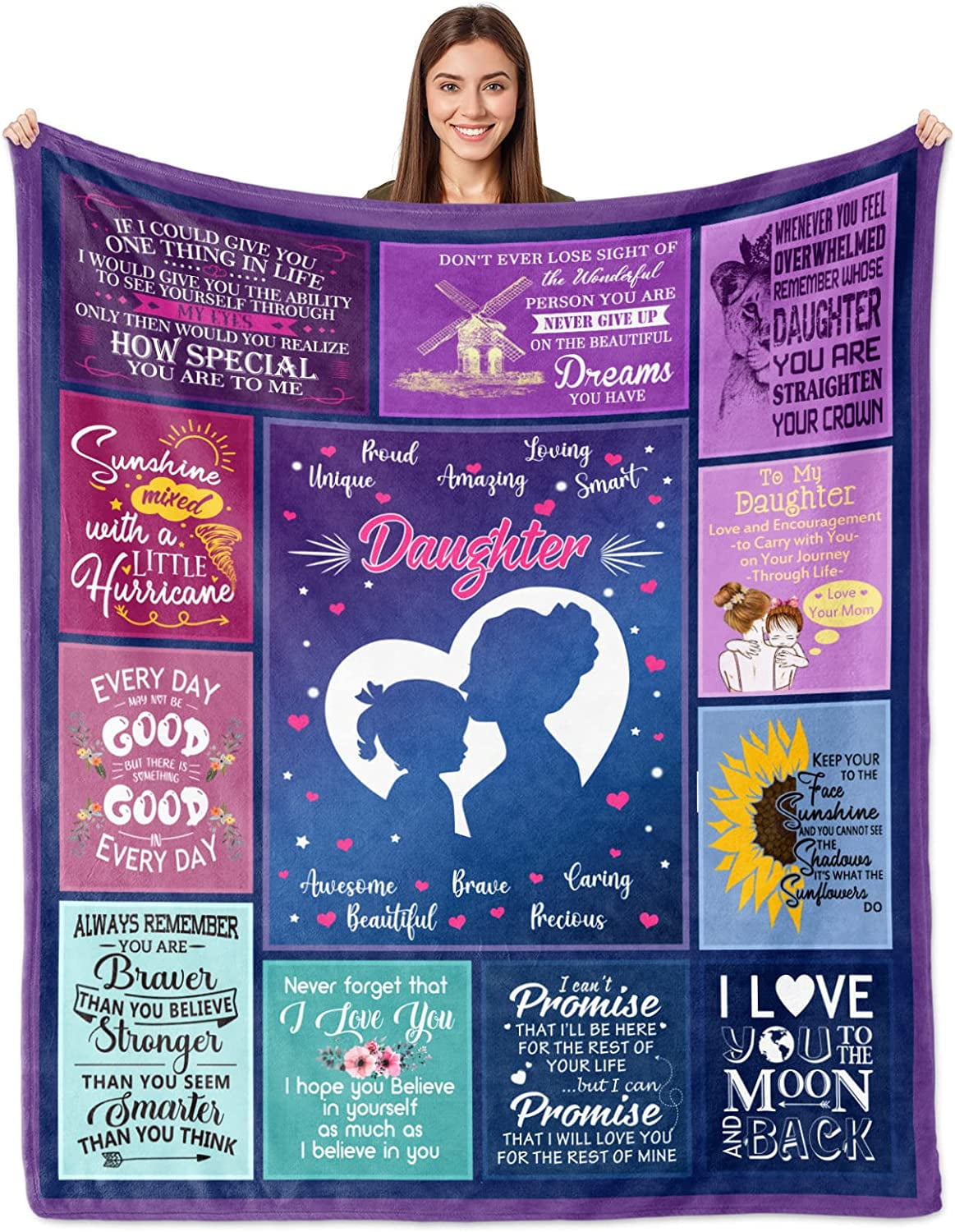 Daughter Gift from Mom, Daughter Gifts Blanket 60"x50", Birthday Gifts for Daughter Adult from Mother, Grown Daughter Gift Ideas for Mother‘s Day Thanksgiving Christmas