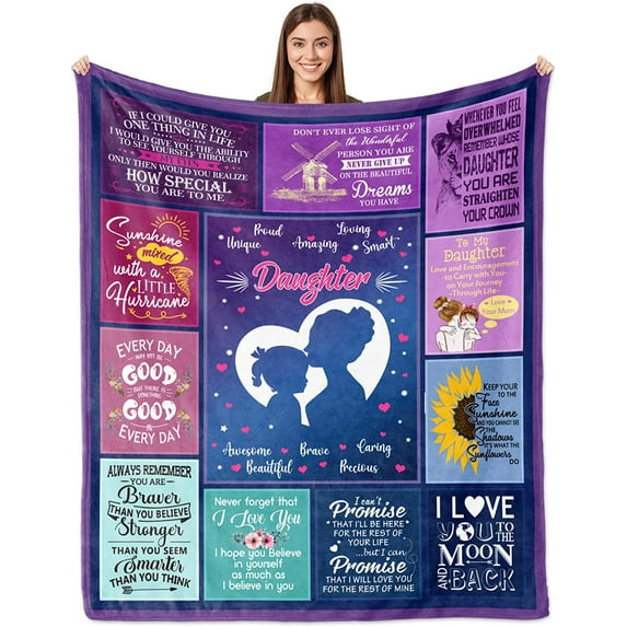 Daughter Gift from Mom, Daughter Gifts Blanket 60"x50", Birthday Gifts for Daughter Adult from Mother, Grown Daughter Gift Ideas for Mother‘s Day Thanksgiving Christmas