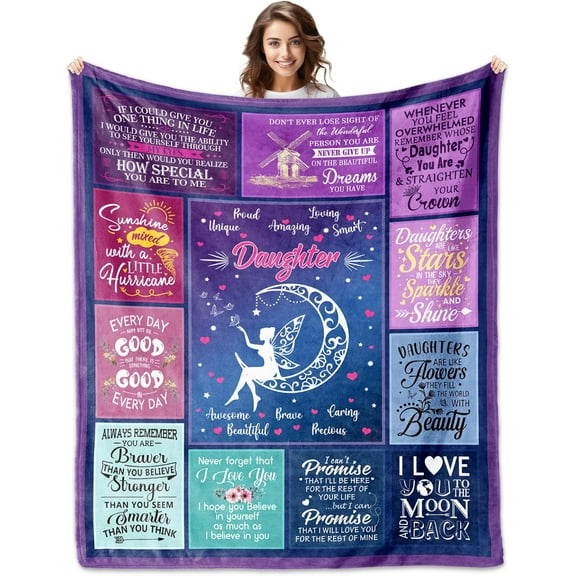 Daughter Gift from Mom, Daughter Gifts Blanket 60"x50", Birthday Gifts for Daughter Adult from Mother, Grown Daughter Gifts Ideas for Mother''s Day Graduation Christmas, to My Daughter Throw Blanket