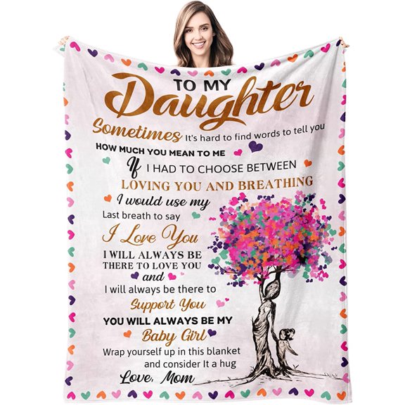 Daughter Gift from Mom, Daughter Gifts Blanket, Happy Birthday Gifts for Daughter Adult, to My Daughter Blanket Gift, Best Graduation Gifts Ideas for Daughter Unique Throw Blanket 50x60 in