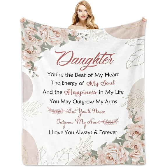 Daughter Gift from Mom, Daughter Gifts, Gifts for Daughter Blanket 60"x50", Daughter Birthday Gift, Birthday Gifts for Daughter Adult, Daughter Gifts Ideas for Mothers Day Graduation Christmas