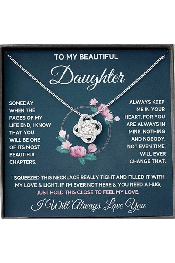 Daughter Gift From Mom Mother Daughter Necklace Birthday Graduation Christmas Jewelry Gifts For My Beautiful Daugther Adult Daughter with Message Card and Gift Box Gift for Her