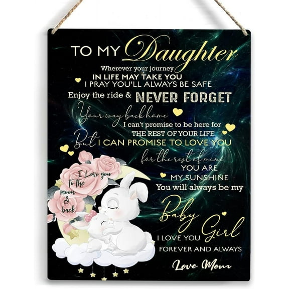 Daughter Gift from Mom You Are My Sunshine Wooden Hanging Sign Daughter Gifts Christmas Birthday Wedding Gifts for Daughter Her Living Room Bedroom Decorations 8x10 Inch